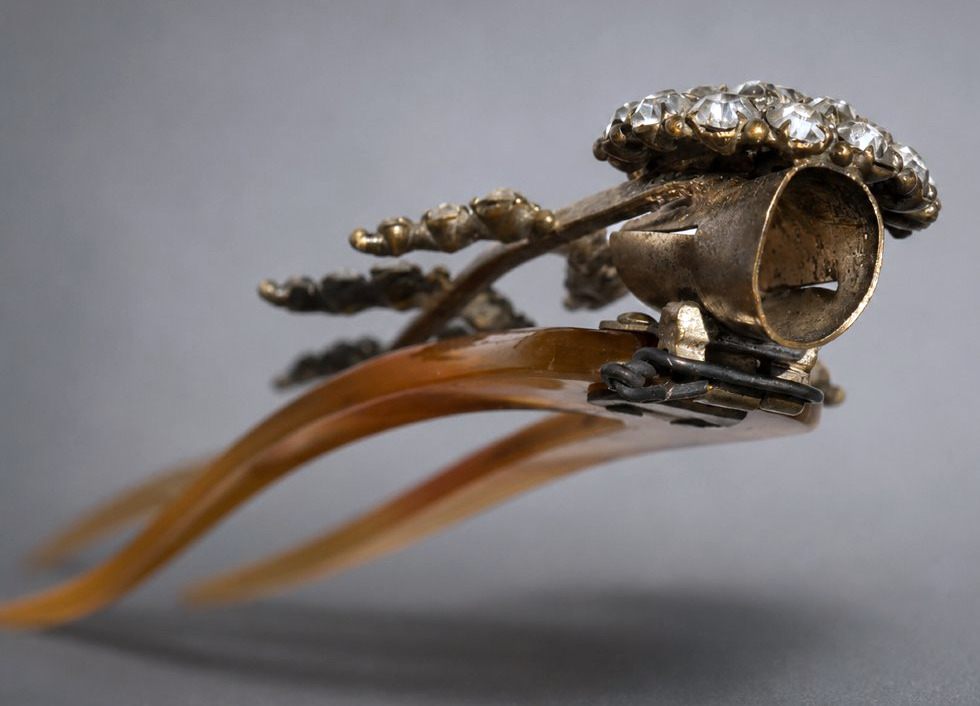 Peigne De Cheveux , Epoque 1900 , Belle Epoque , Porte Aigrette / Plume Bijou Art Nouveau XIXE-photo-3