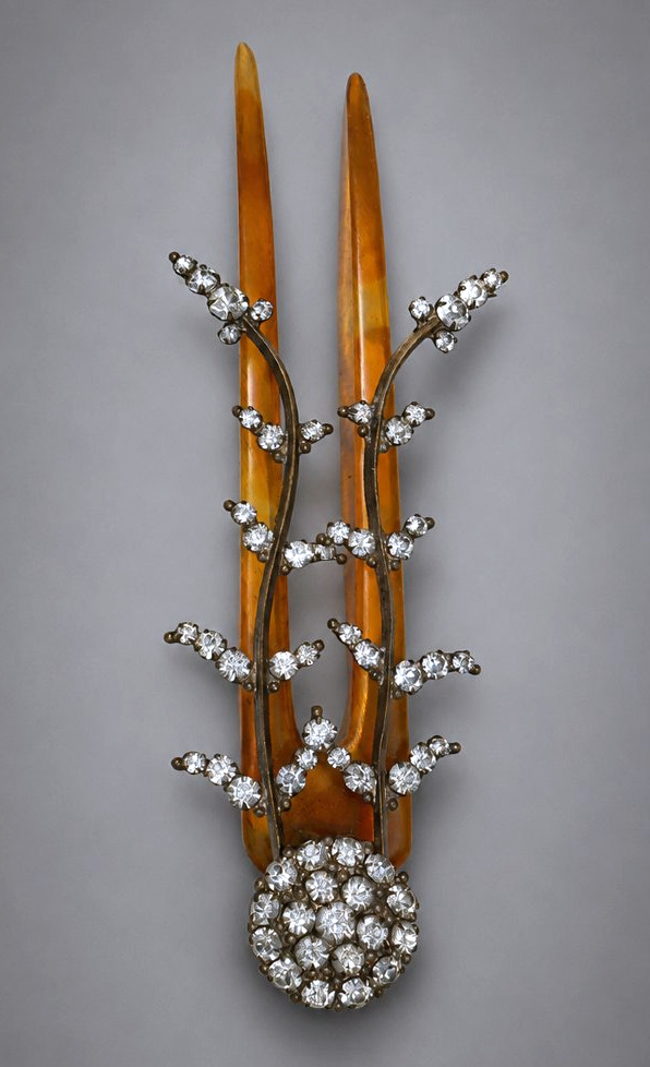 Peigne De Cheveux , Epoque 1900 , Belle Epoque , Porte Aigrette / Plume Bijou Art Nouveau XIXE-photo-4