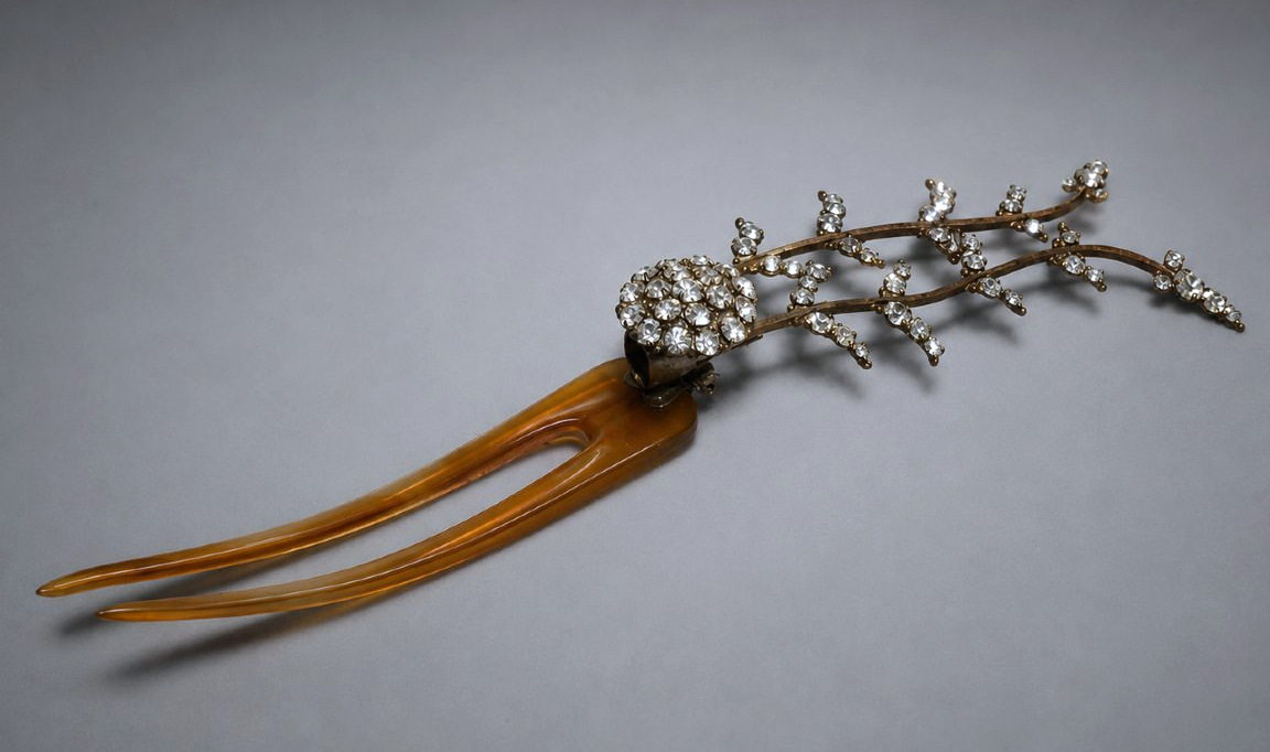 Peigne De Cheveux , Epoque 1900 , Belle Epoque , Porte Aigrette / Plume Bijou Art Nouveau XIXE-photo-1