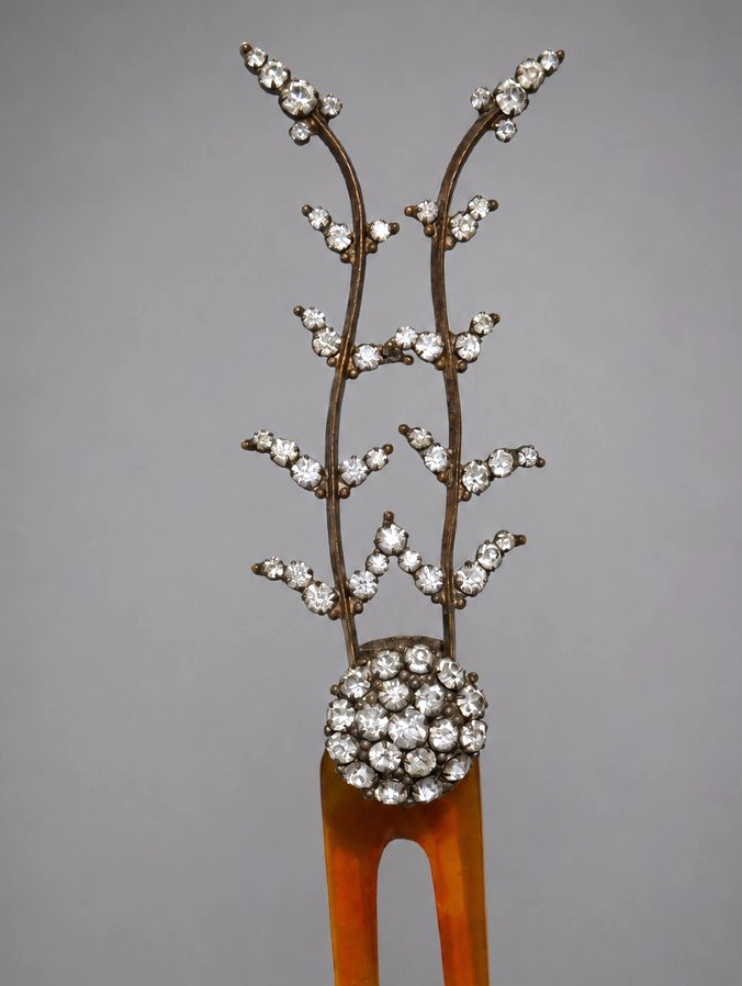 Peigne De Cheveux , Epoque 1900 , Belle Epoque , Porte Aigrette / Plume Bijou Art Nouveau XIXE-photo-2