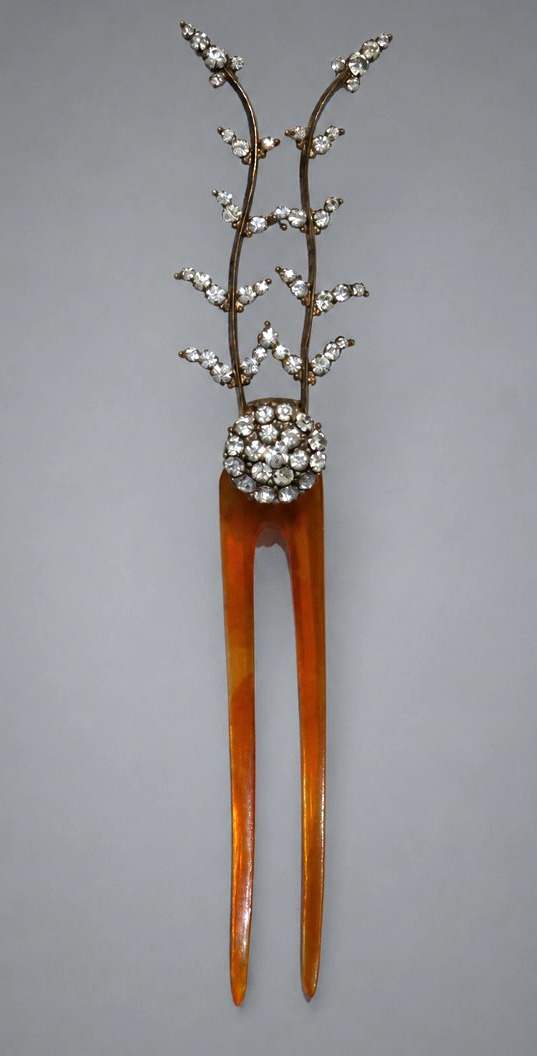 Peigne De Cheveux , Epoque 1900 , Belle Epoque , Porte Aigrette / Plume Bijou Art Nouveau XIXE-photo-3