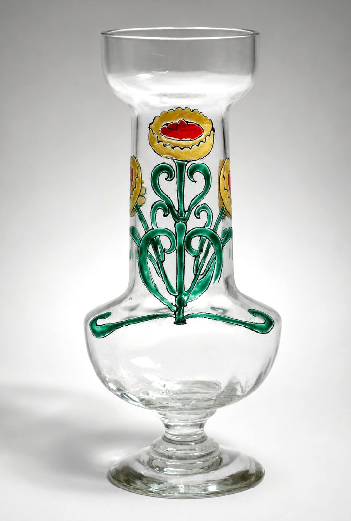 Vase à bulbe en verre émaillé par Théodore Legras – Époque Art nouveau , XIXe Jacinthe-photo-2
