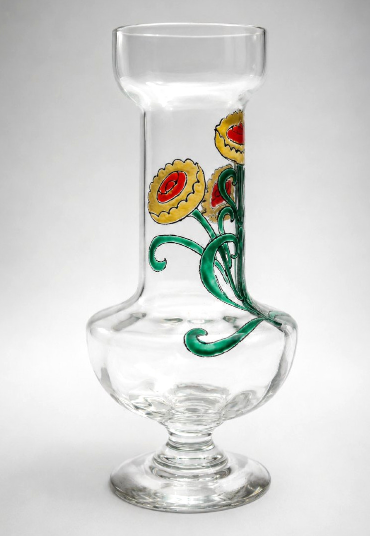 Vase à bulbe en verre émaillé par Théodore Legras – Époque Art nouveau , XIXe Jacinthe-photo-3