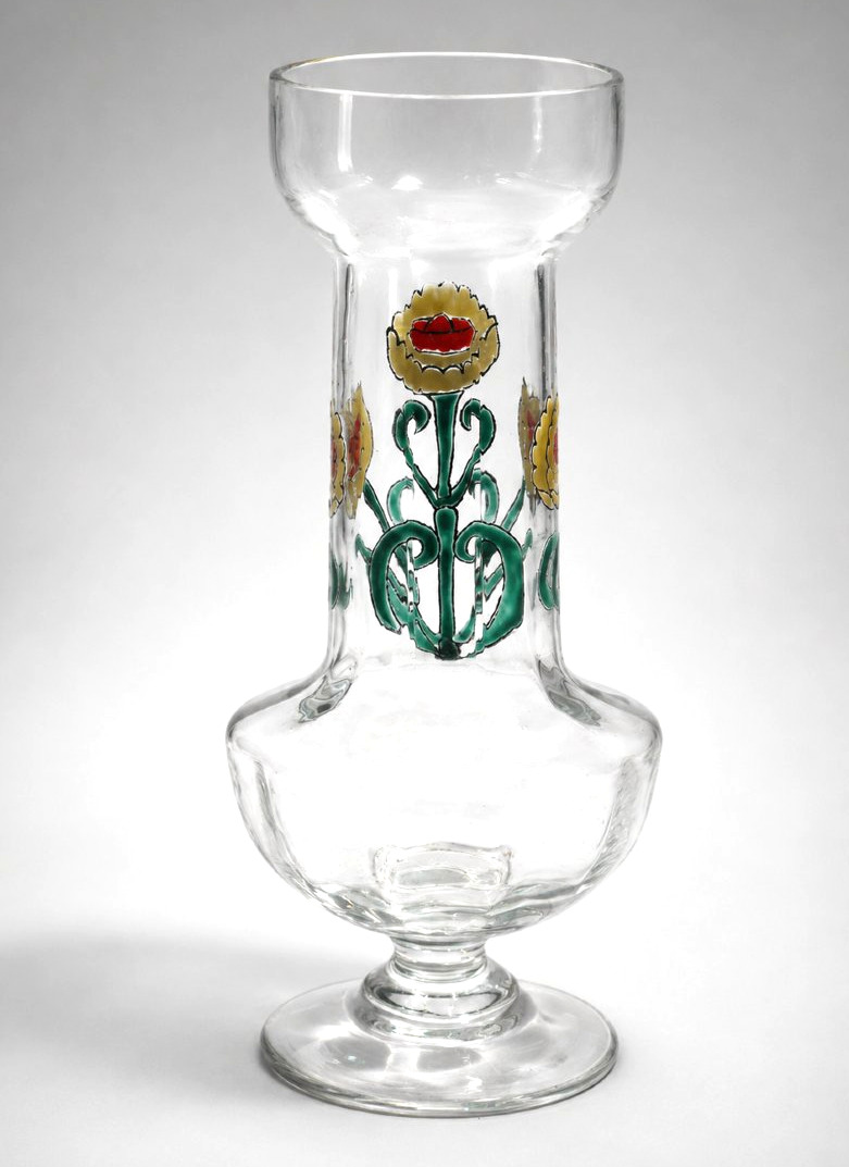 Vase à bulbe en verre émaillé par Théodore Legras – Époque Art nouveau , XIXe Jacinthe-photo-4