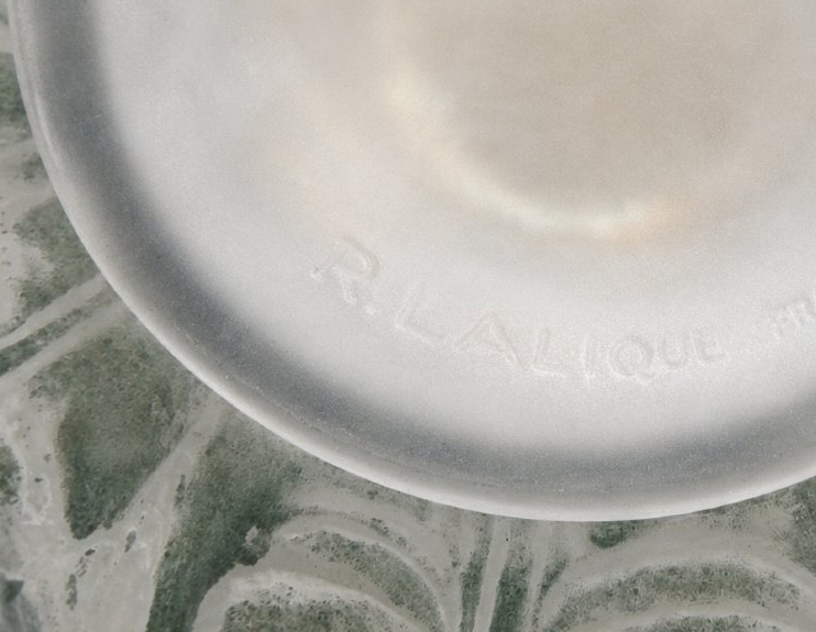 Art Deco Vase, Signed René Lalique, Blue Patina, Sage Leaves, 1924, -photo-2