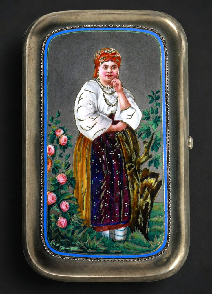 Imperial Russian Box, Solid Silver, Enamel, And Painted Miniature By Ivan Khlebnikov, 1874, 19th Century-photo-4