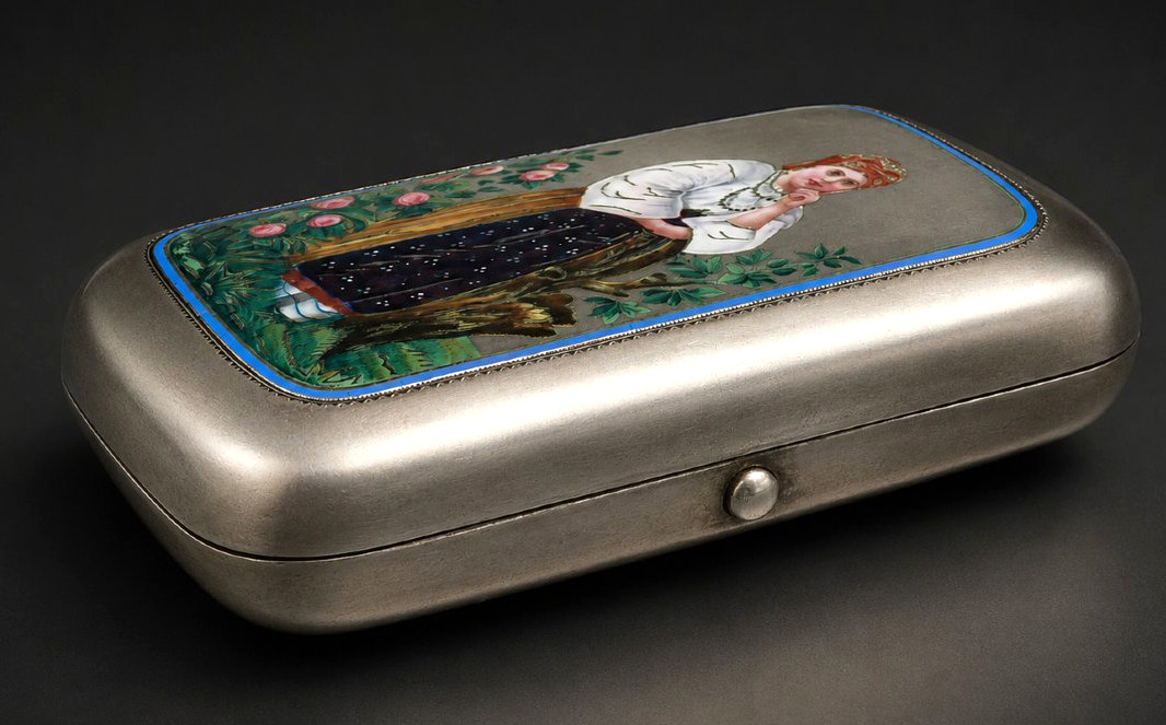 Imperial Russian Box, Solid Silver, Enamel, And Painted Miniature By Ivan Khlebnikov, 1874, 19th Century-photo-6