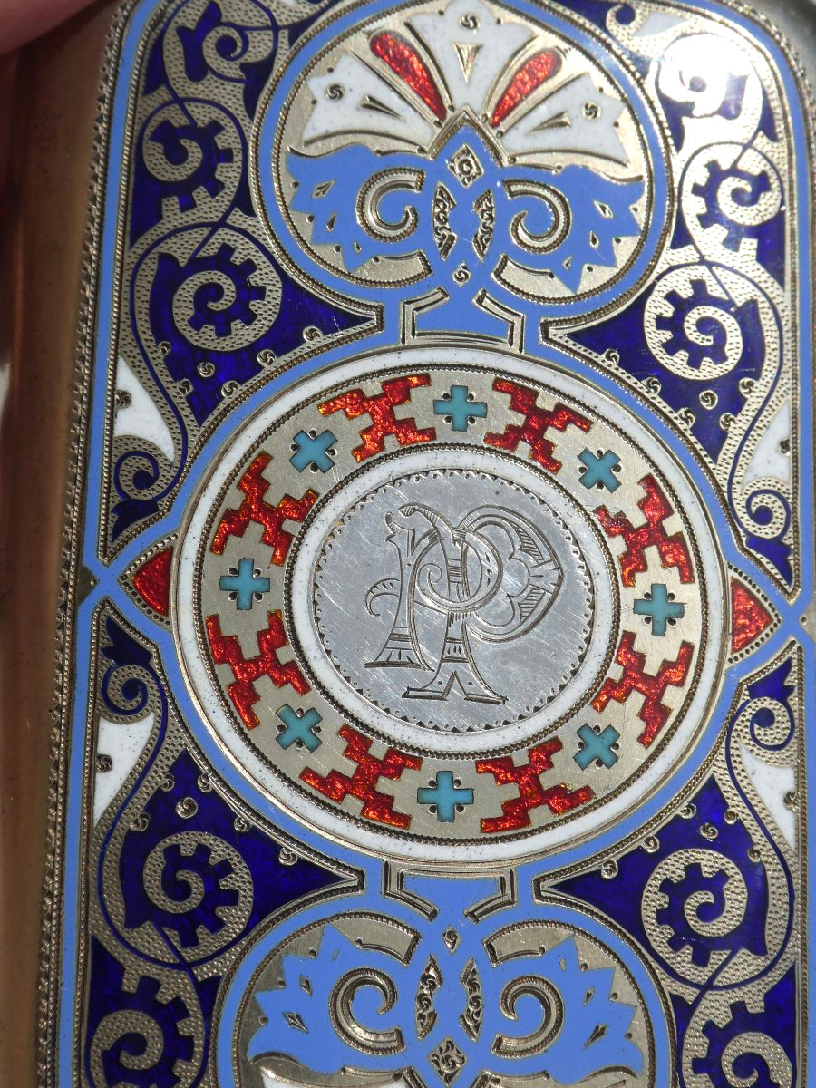 Imperial Russian Box, Solid Silver, Enamel, And Painted Miniature By Ivan Khlebnikov, 1874, 19th Century-photo-8