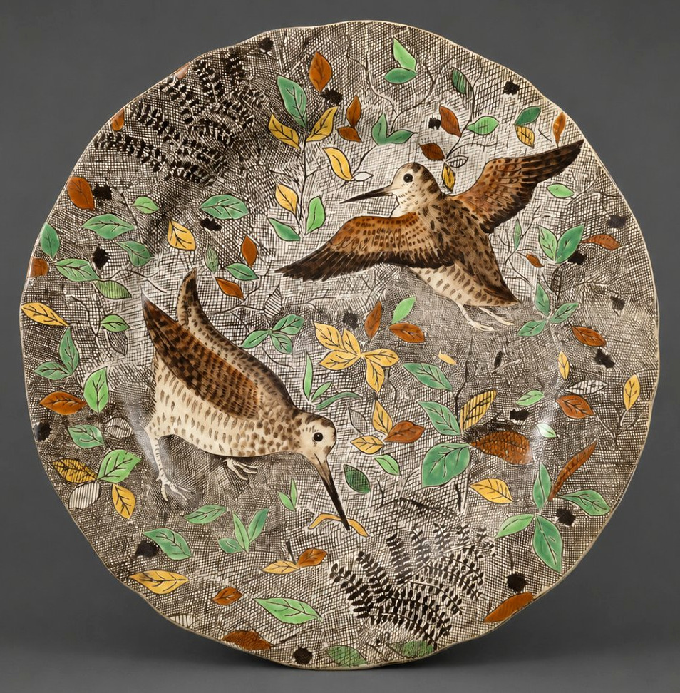 Rambouillet Tableware Set  Gien Pottery: 6 Plates & 1 Serving Dish, Hunting Motif -photo-4