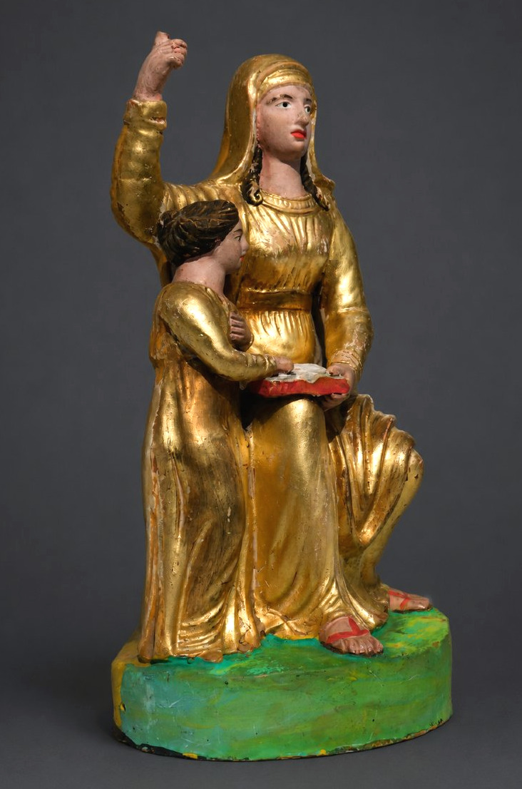 Santibelli : l'Education De La Vierge Epoque XIXe siecle , Terre Cuite , Sainte Anne  Provence-photo-3