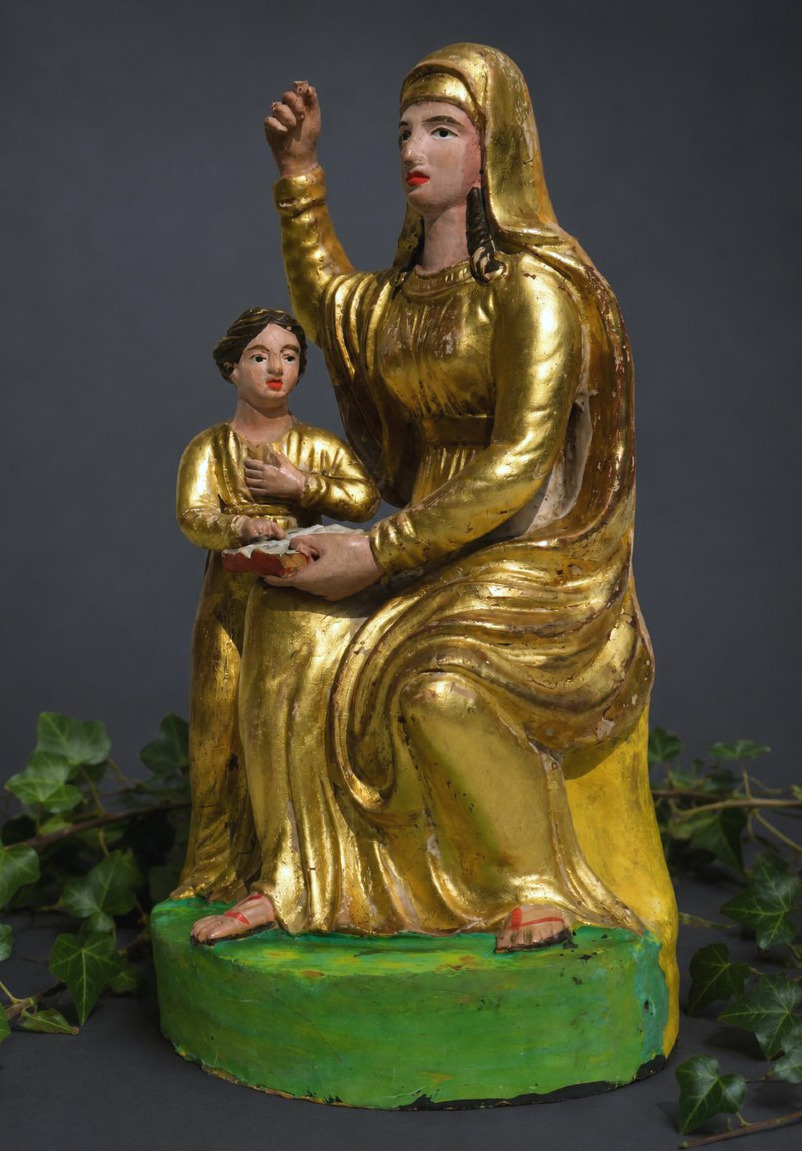 Santibelli : l'Education De La Vierge Epoque XIXe siecle , Terre Cuite , Sainte Anne  Provence