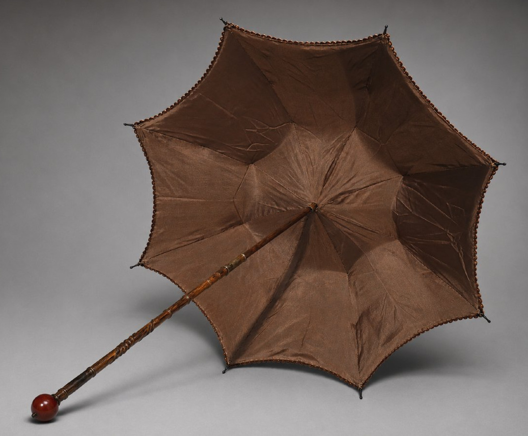 Marquise Parasol, Napoleon III Period, Silk, Rosewood-style Bamboo Handle, Agate  -photo-4