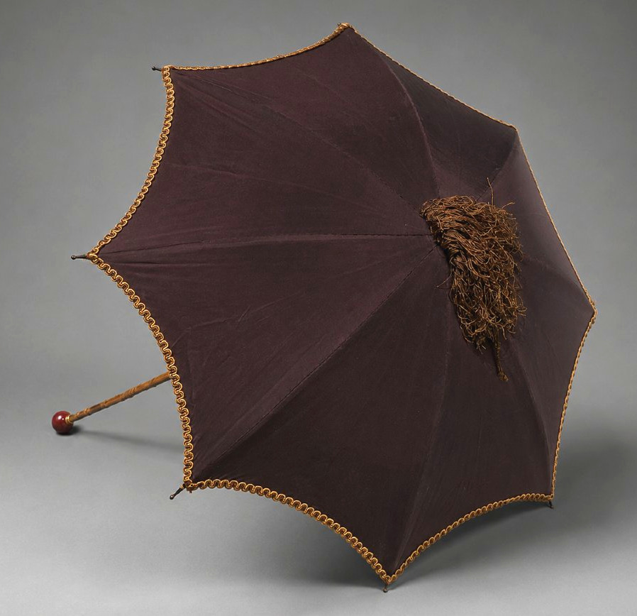 Marquise Parasol, Napoleon III Period, Silk, Rosewood-style Bamboo Handle, Agate  