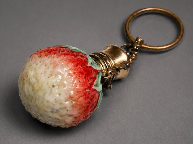 Flacon à Sels , Parfum Epoque Napoléon III , XIXe , Fraise , Verre Opalin , Fiole-photo-3