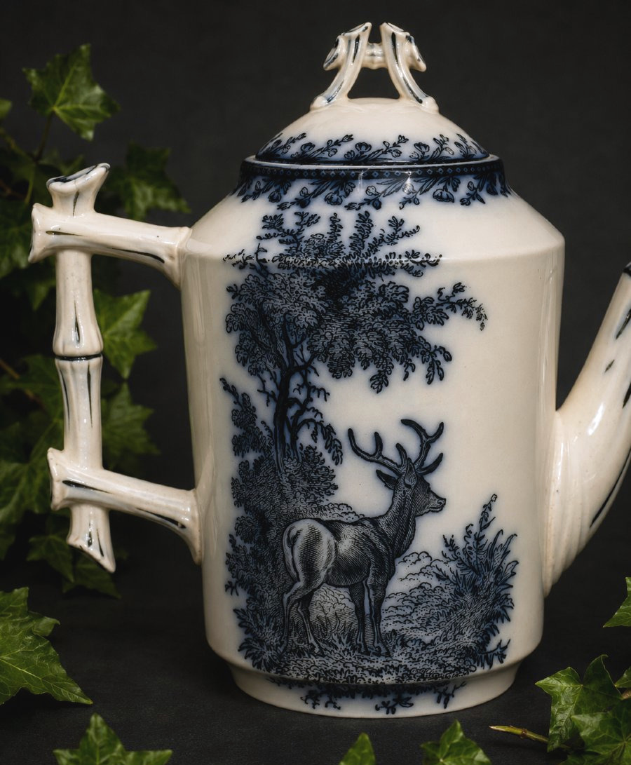 Service à Café en Faïence Fine à Décor "Chasse"  Fenal Frères, Pexonne  Vers 1880 Venerie XIXe-photo-3
