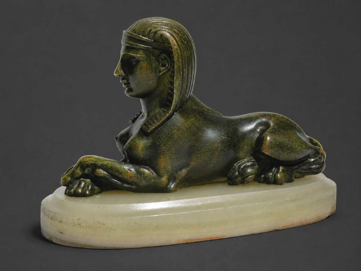 Presse Papier Retour D'Egypte , Sphynge En Bronze Sculpture Napoléon III , Bureau Orientaliste-photo-2