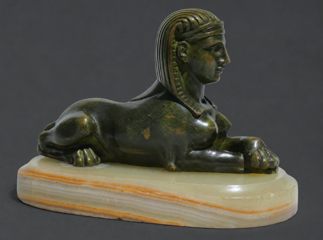 Presse Papier Retour D'Egypte , Sphynge En Bronze Sculpture Napoléon III , Bureau Orientaliste-photo-1