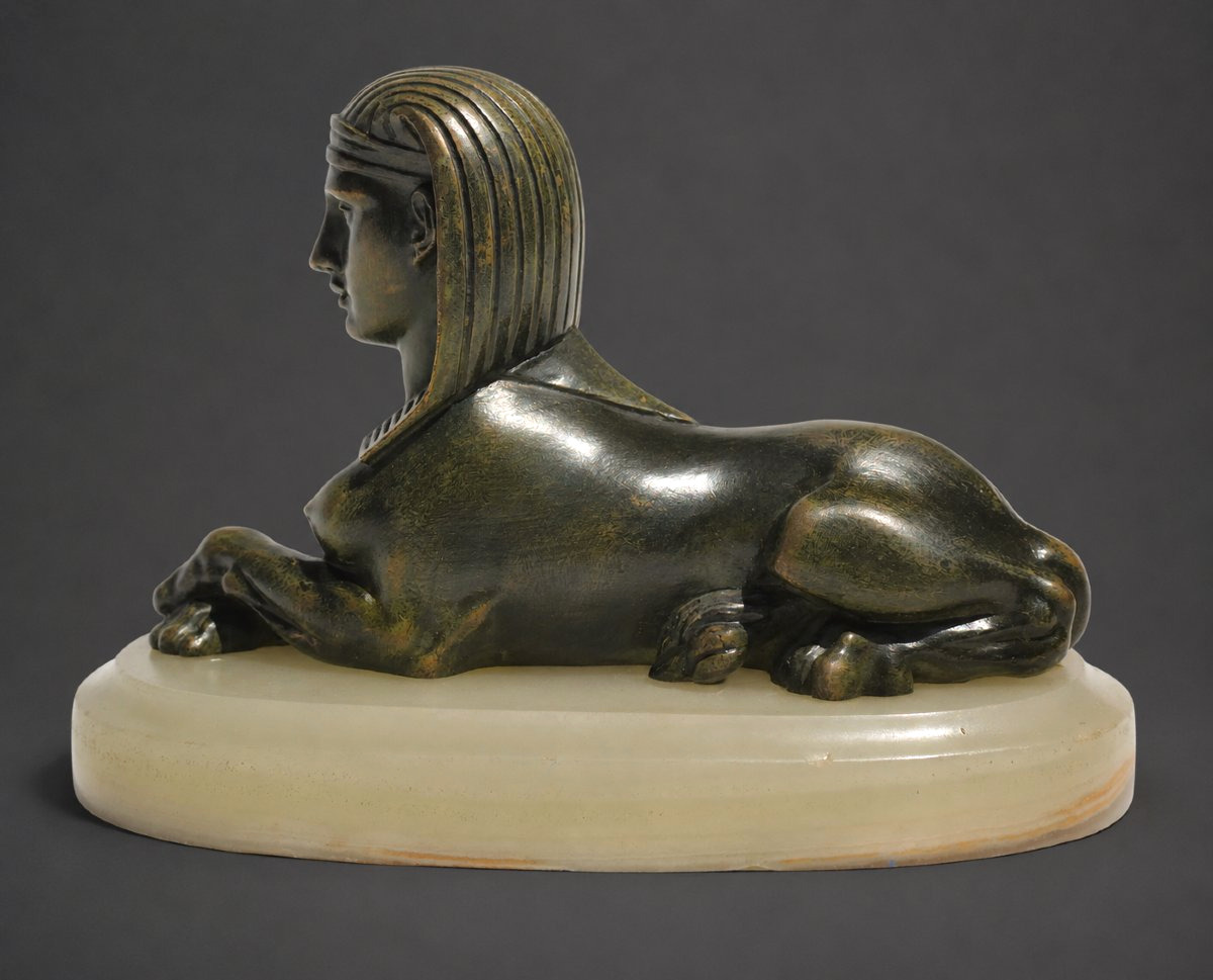 Presse Papier Retour D'Egypte , Sphynge En Bronze Sculpture Napoléon III , Bureau Orientaliste-photo-3