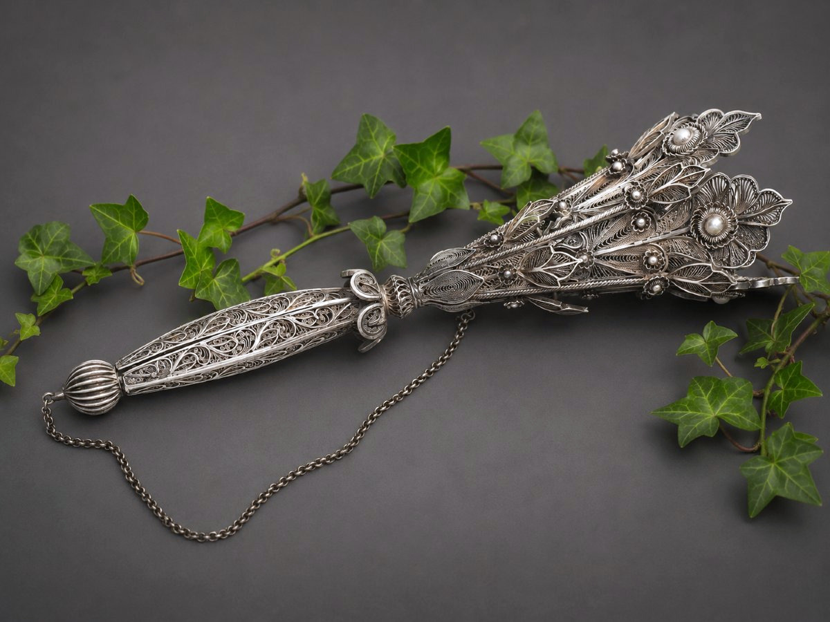 Porte Bouquet De Bal à Système En Argent Filigrané – Milieu Du XIXᵉ Siècle , Napoléon III -photo-2