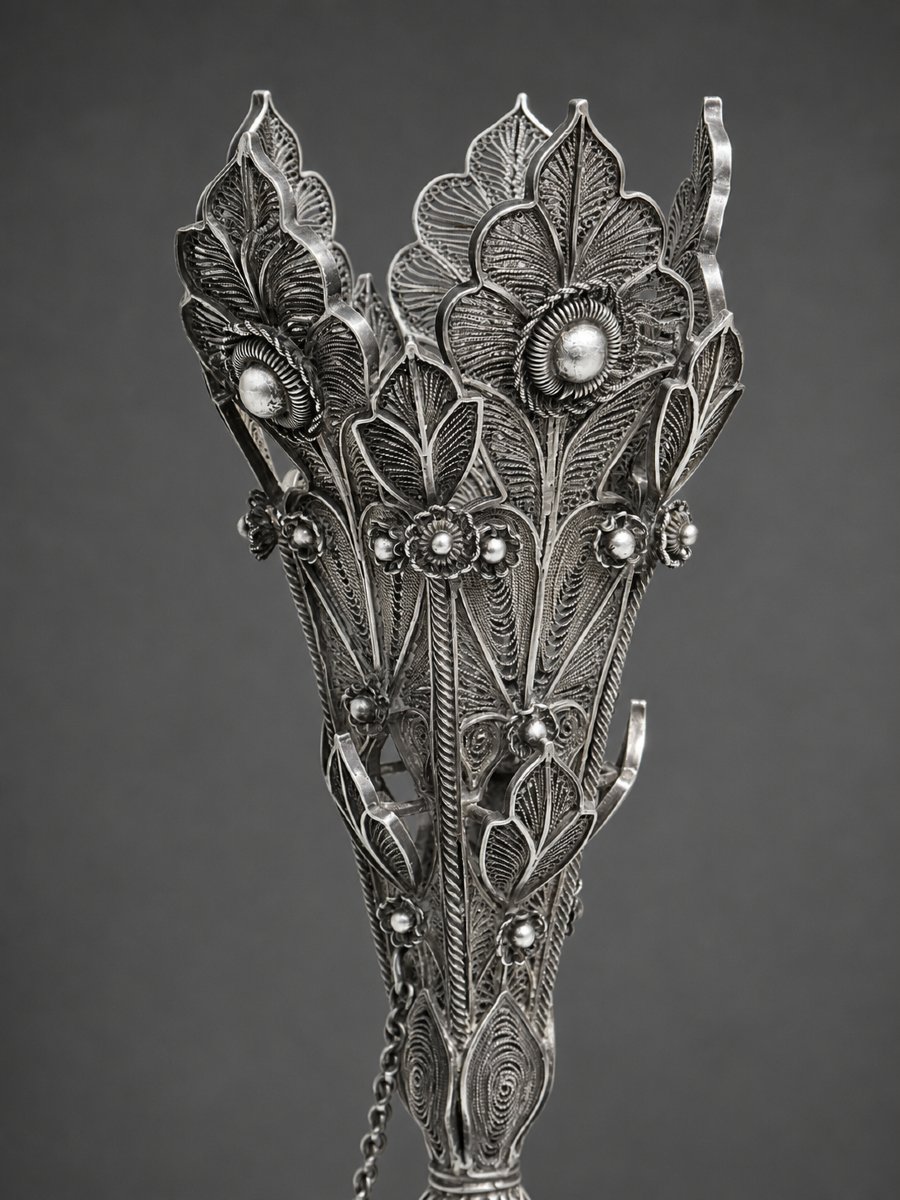 Porte Bouquet De Bal à Système En Argent Filigrané – Milieu Du XIXᵉ Siècle , Napoléon III -photo-3