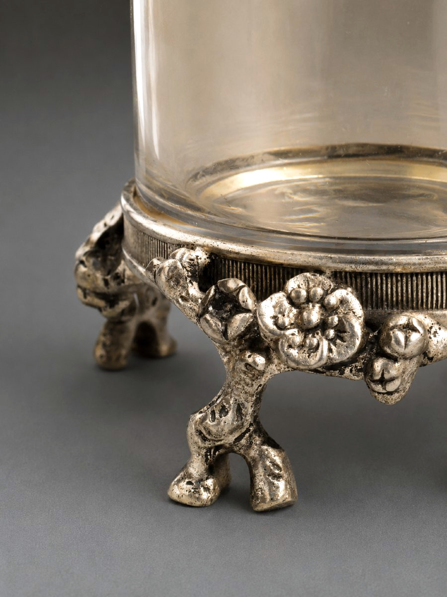 Baccarat "rouleau" Vase, Enameled Crystal On A Silver-plated Bronze Base, Circa 1870–1880, Japanese-style-photo-4