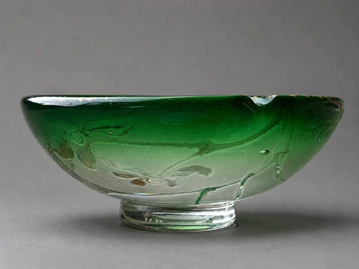 Coupe Vide Poche , Cristal Daum Nancy , Décor de Gui , Nouvel An Art Nouveau , 1900 fin XIXE-photo-2