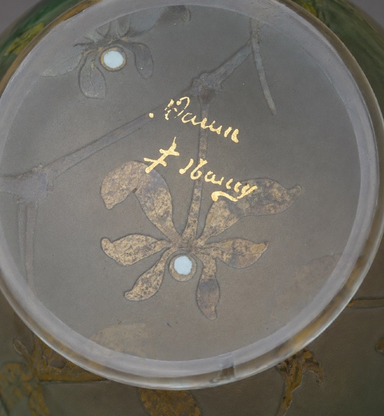 Coupe Vide Poche , Cristal Daum Nancy , Décor de Gui , Nouvel An Art Nouveau , 1900 fin XIXE-photo-1