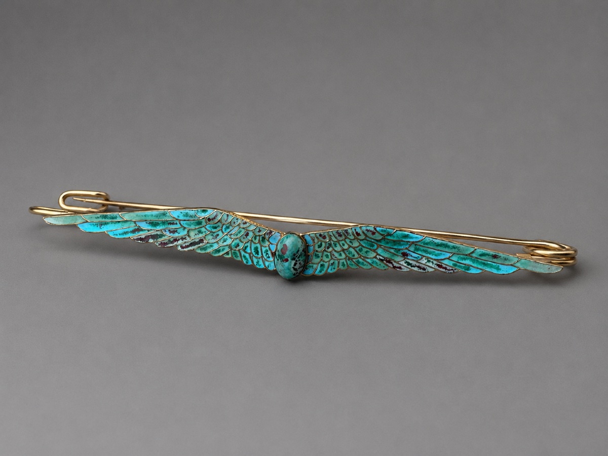 Broche / épingle De Châle , Laiton Émaillé, Style Rerour D’Egypte 1910 , Art Nouveau Scarabée 
