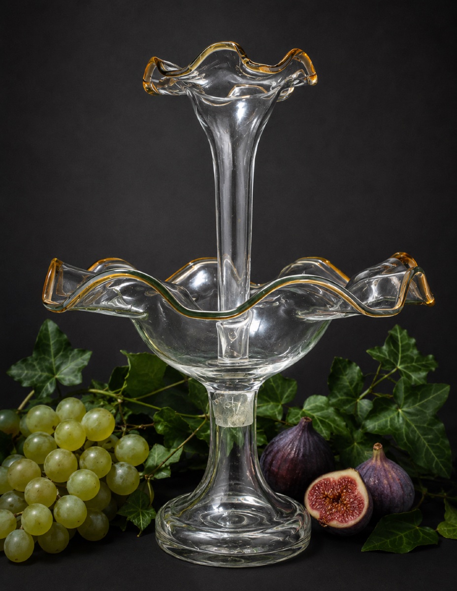 Napoleon III-era Tulip Vase, Table Centerpiece, Standing Bowl, 19th-century Blown-glass Planter-photo-3