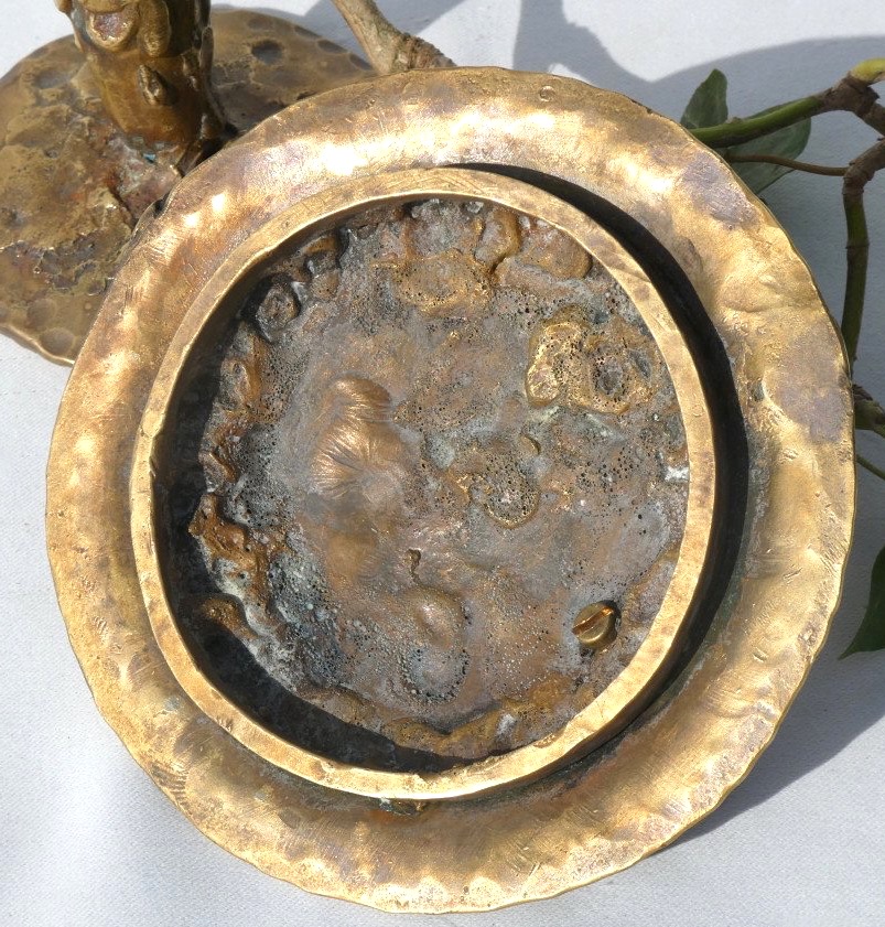 Glass-and-bronze Bowl, Signed By Muller, Art Nouveau Style, Ciborium-photo-6