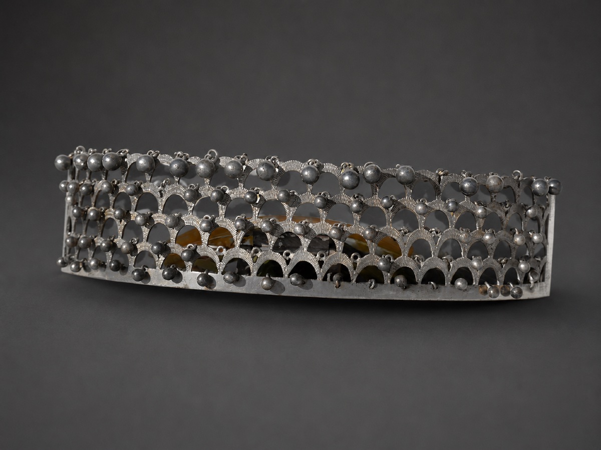 1900s Hair Comb, Napoleon III-style Tiara, 19th-century Silver-plated Jewelry-photo-3