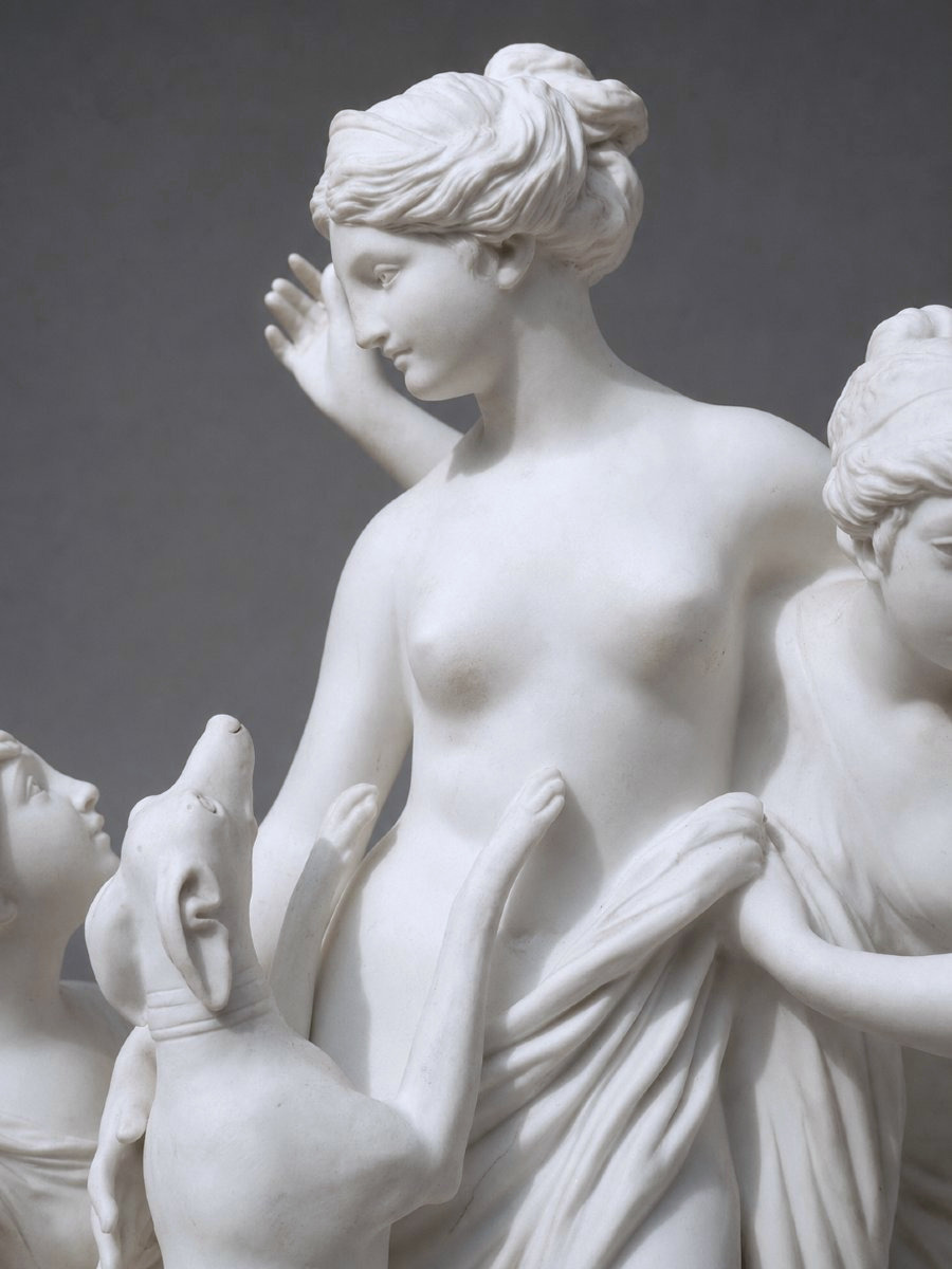 Diane In The Bath Natural Biscuit Group, Nymph & Greyhound, 19th Century, 18th-century Style, By Louis-simon Boizot-photo-2