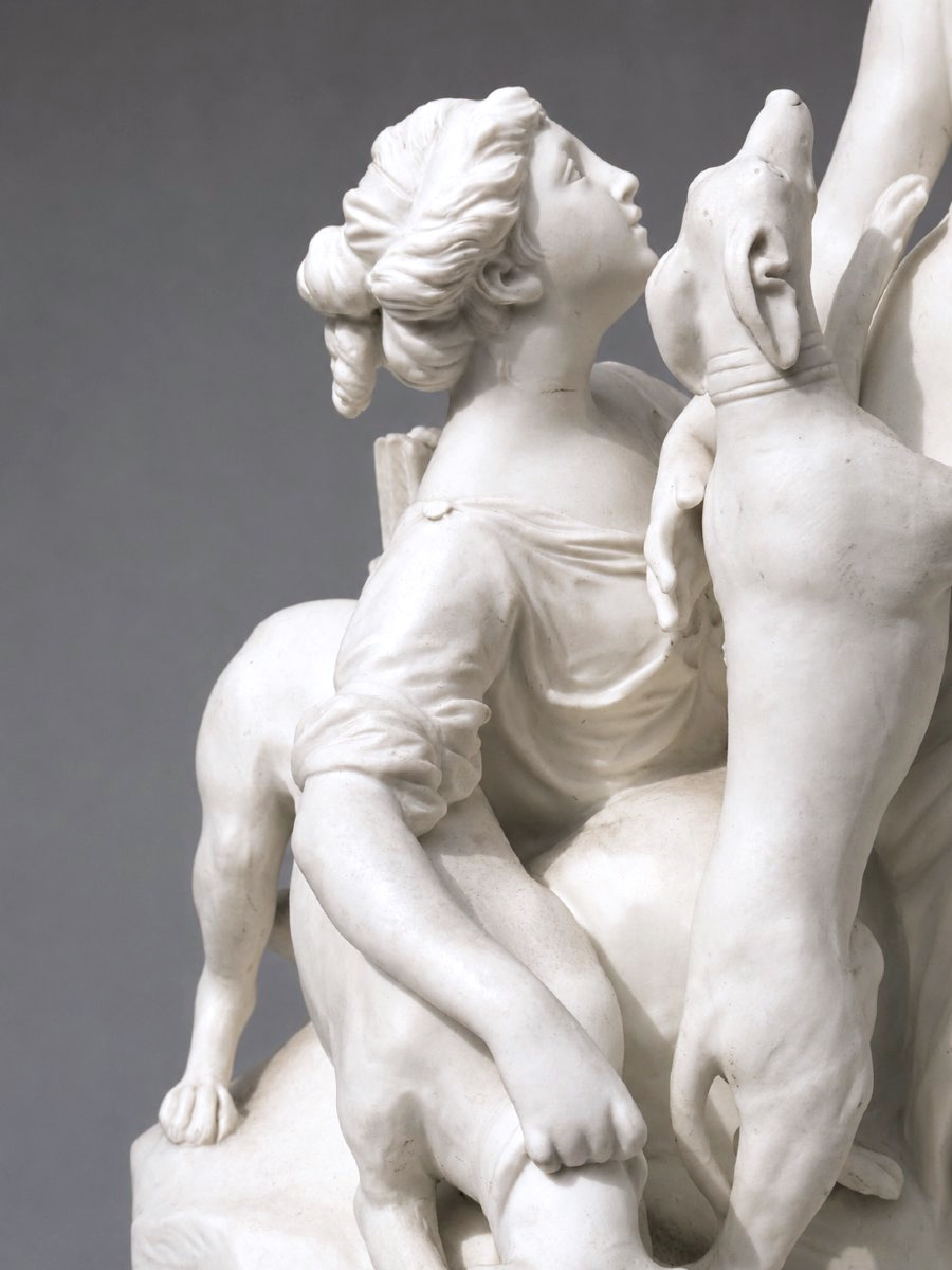 Diane In The Bath Natural Biscuit Group, Nymph & Greyhound, 19th Century, 18th-century Style, By Louis-simon Boizot-photo-4