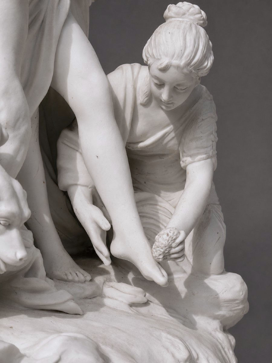 Diane In The Bath Natural Biscuit Group, Nymph & Greyhound, 19th Century, 18th-century Style, By Louis-simon Boizot-photo-6