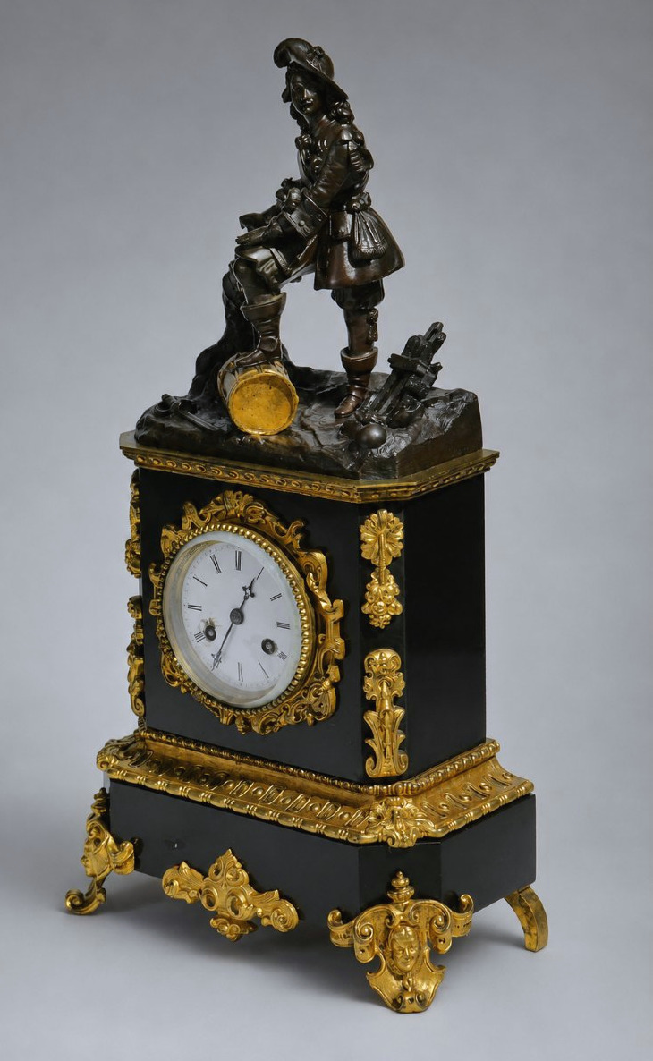 Pendule En Marbre & Bronze , Napoléon III , Jean Bart , Scene Historique XIXe , Horloge -photo-3