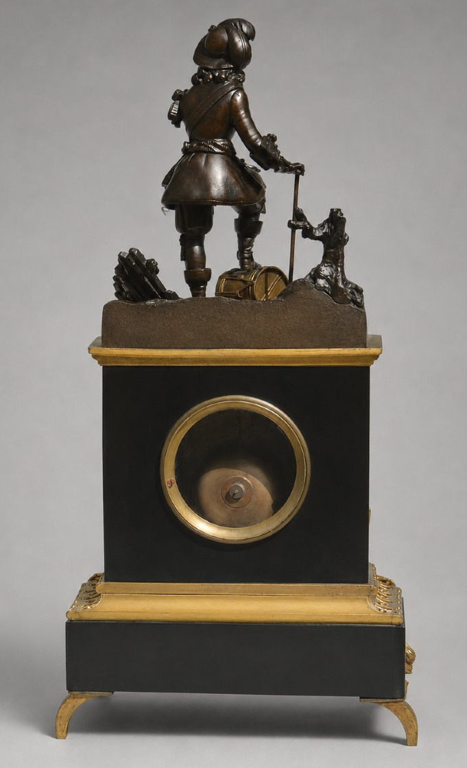 Pendule En Marbre & Bronze , Napoléon III , Jean Bart , Scene Historique XIXe , Horloge -photo-1