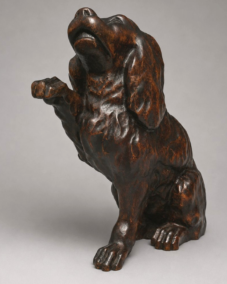 Cavalier King Charles en Bois Sculpté  , XIXe , Sujet Animalier , Chien -photo-3
