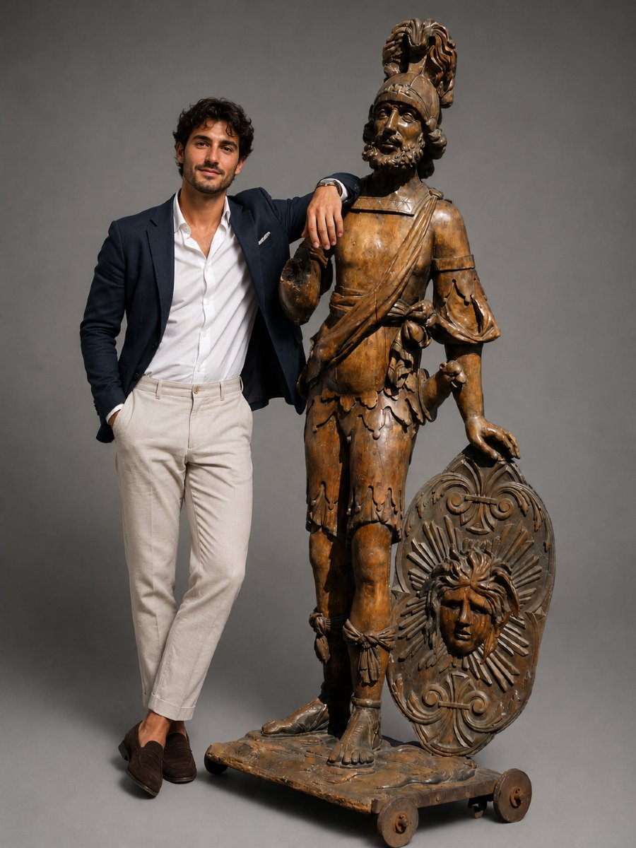 Enseigne De Magasin , Noyer Sculpté , Epoque XVIIe Siecle , Dieu Mars , Mythologie Devanture-photo-2