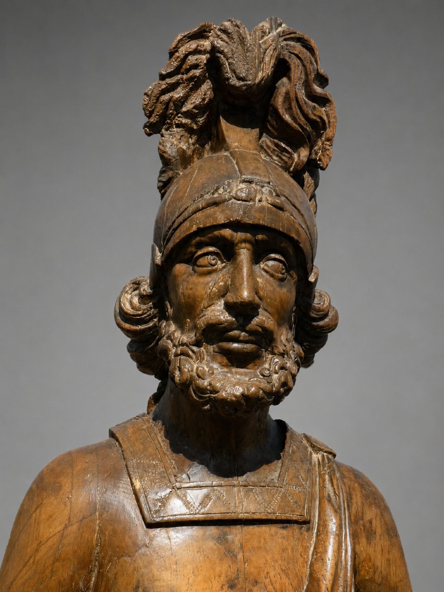 Enseigne De Magasin , Noyer Sculpté , Epoque XVIIe Siecle , Dieu Mars , Mythologie Devanture-photo-3