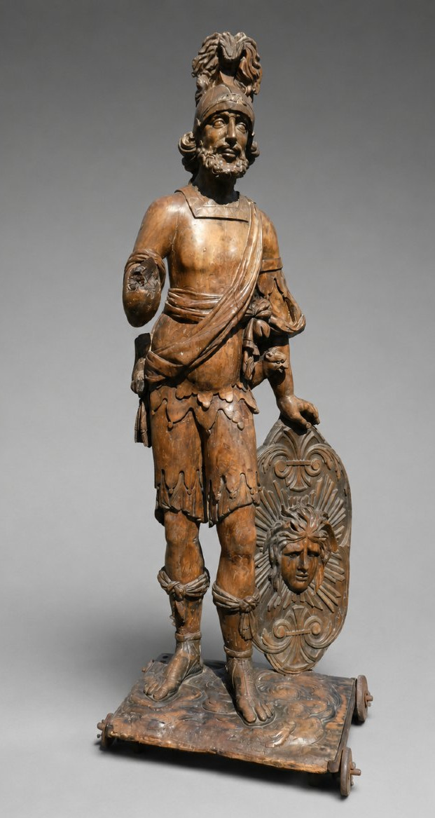 Enseigne De Magasin , Noyer Sculpté , Epoque XVIIe Siecle , Dieu Mars , Mythologie Devanture