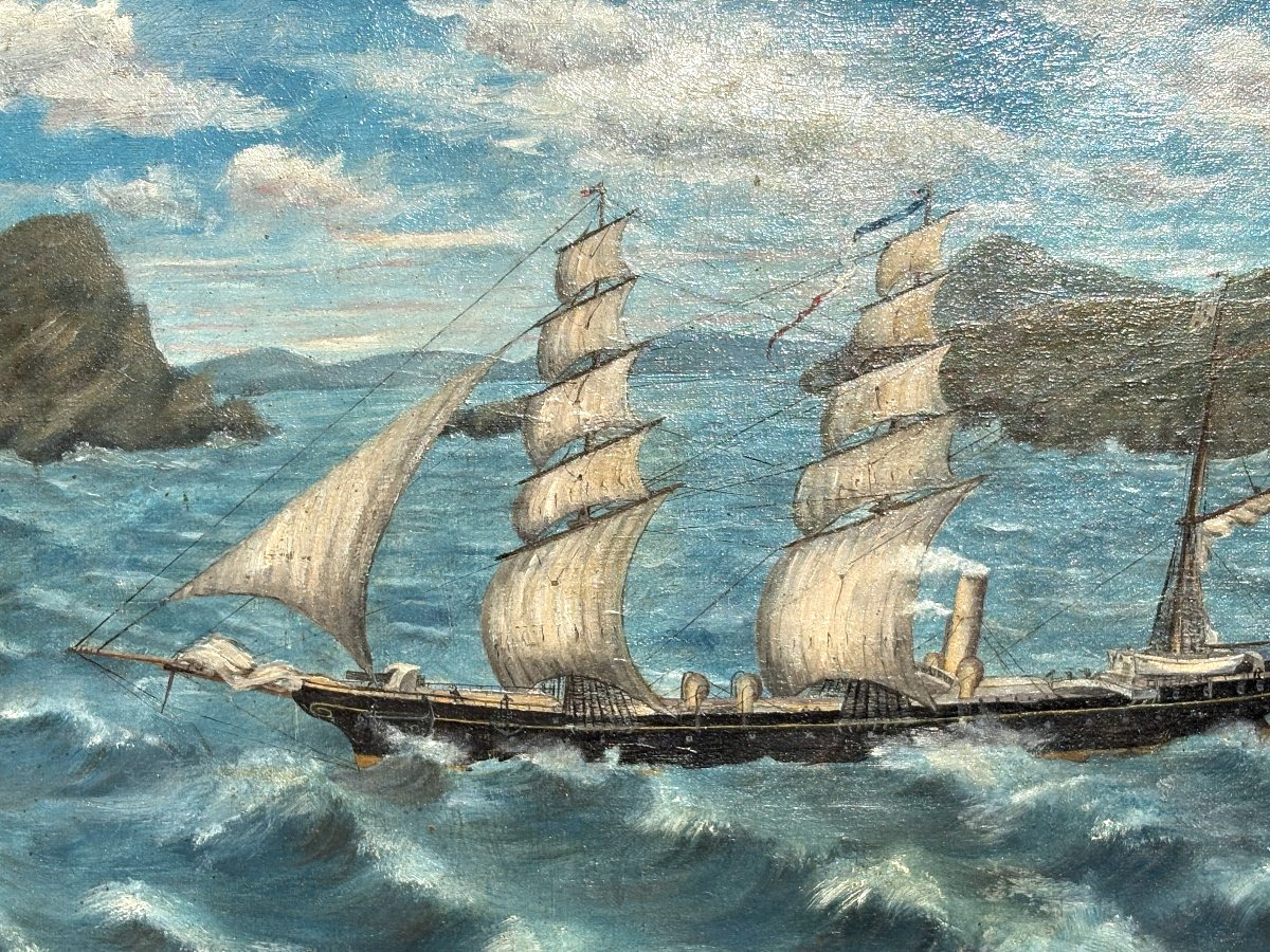 Navy – French-flagged Three-masted Steamship, Late 19th Century, Napoleon III, Cape Horn-photo-2