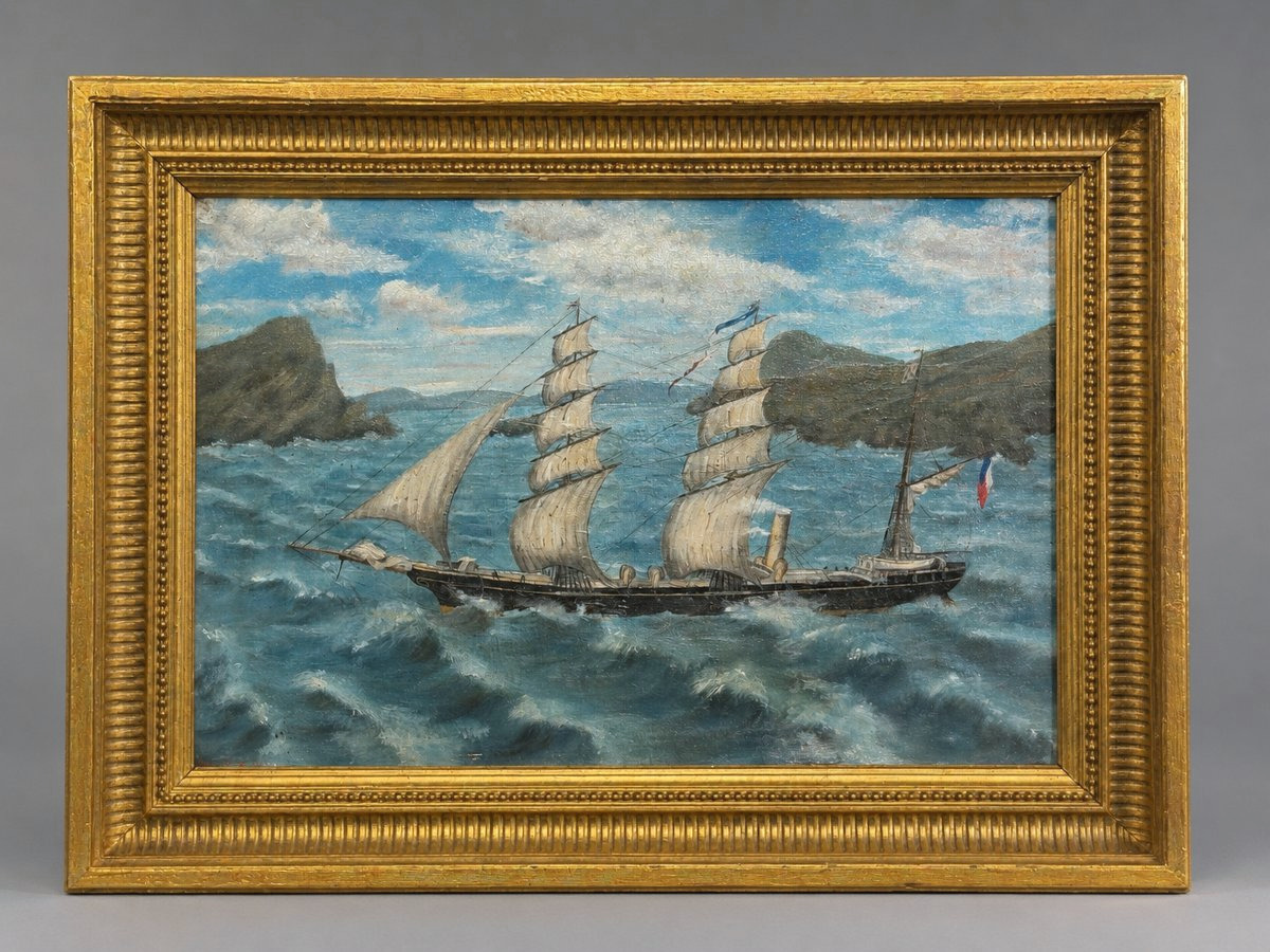 Navy – French-flagged Three-masted Steamship, Late 19th Century, Napoleon III, Cape Horn