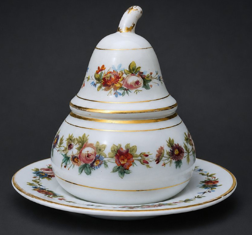 Covered Jar / Jam Jar In White Opaline With 19th-century Floral Design, Napoleon III Style, Baccarat