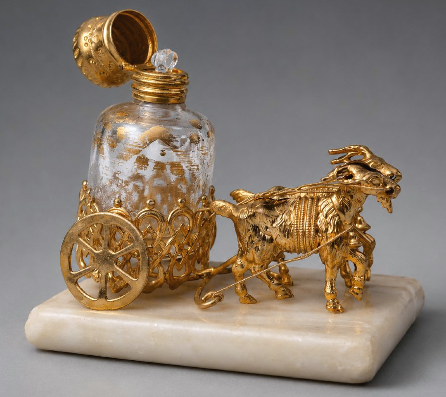Cave A Parfum , Palais Royal , Napoléon III , Caleche & chevres , XIXe , Flacon à Senteurs-photo-3