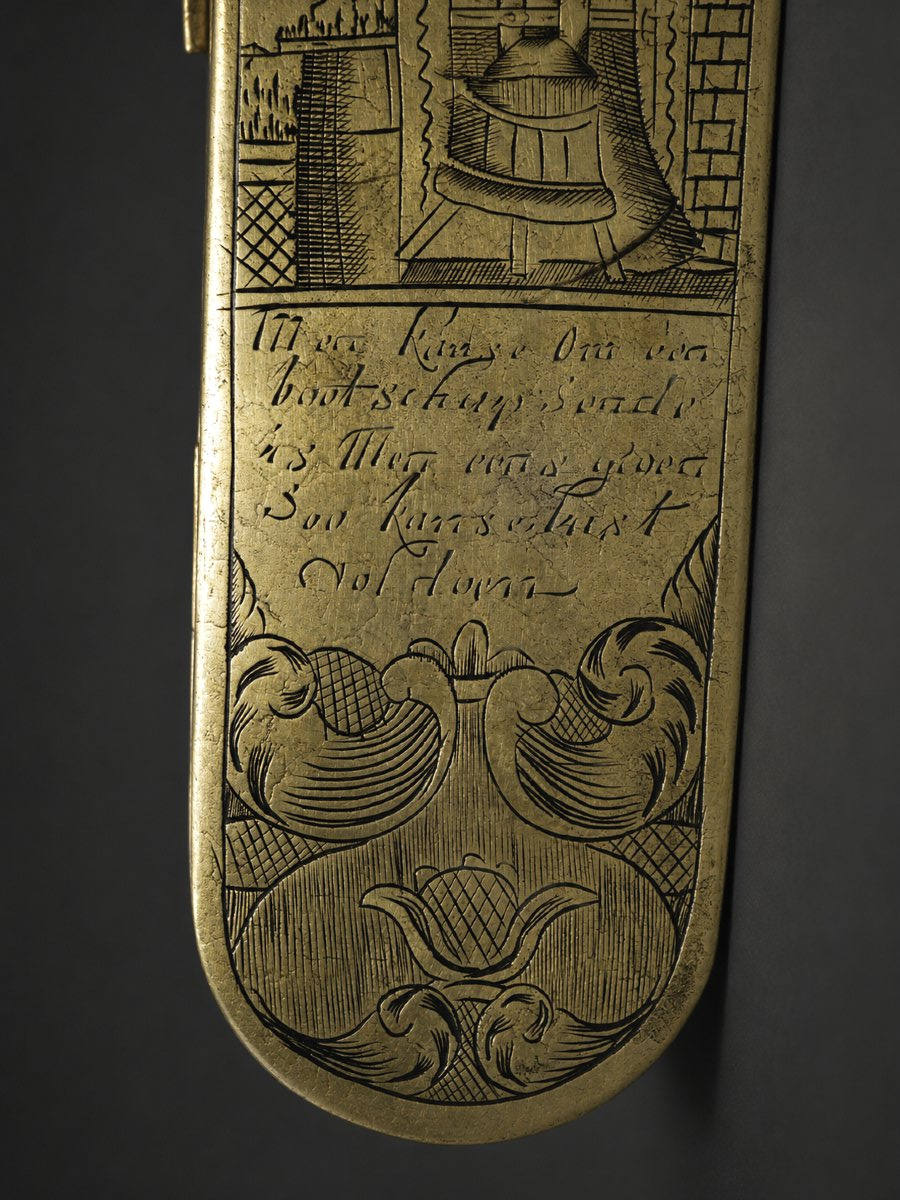 tabatière hollandaise en cuivre et laiton gravé – XVIIIe siècle - Mecanisme Boite A Tabac-photo-4