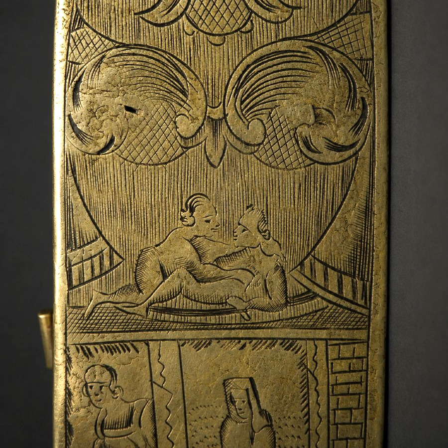 tabatière hollandaise en cuivre et laiton gravé – XVIIIe siècle - Mecanisme Boite A Tabac-photo-1