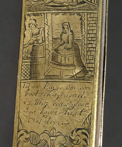 tabatière hollandaise en cuivre et laiton gravé – XVIIIe siècle - Mecanisme Boite A Tabac-photo-4