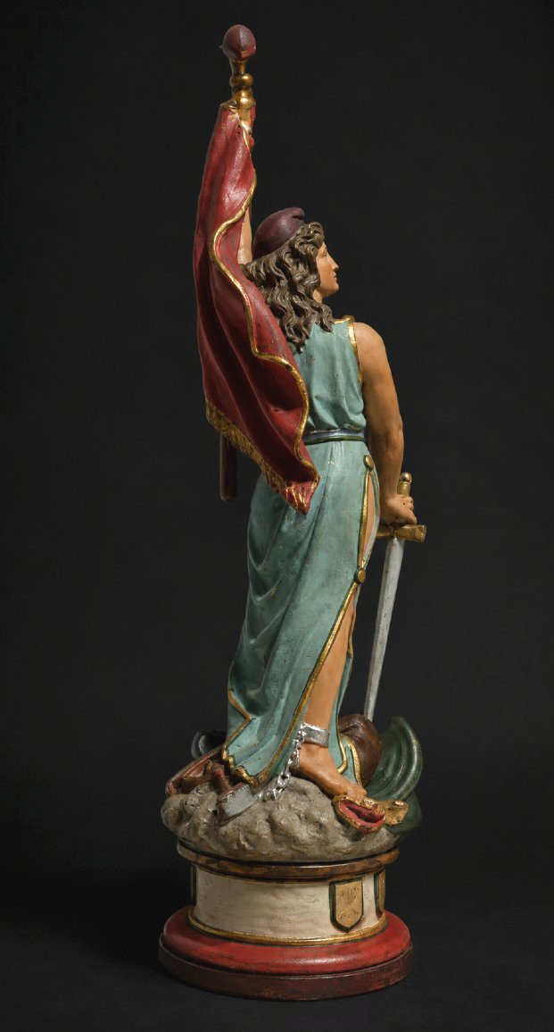Polychrome Plaster Masonic Marianne – Allegory Of France, 19th Century, Third Republic Statue-photo-1