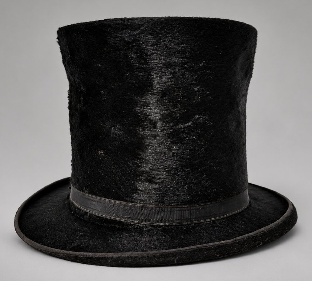 Antique Black Silk Top Hat – Maison Duval, Saulieu – 19th-century Napoleon III Hat-photo-2