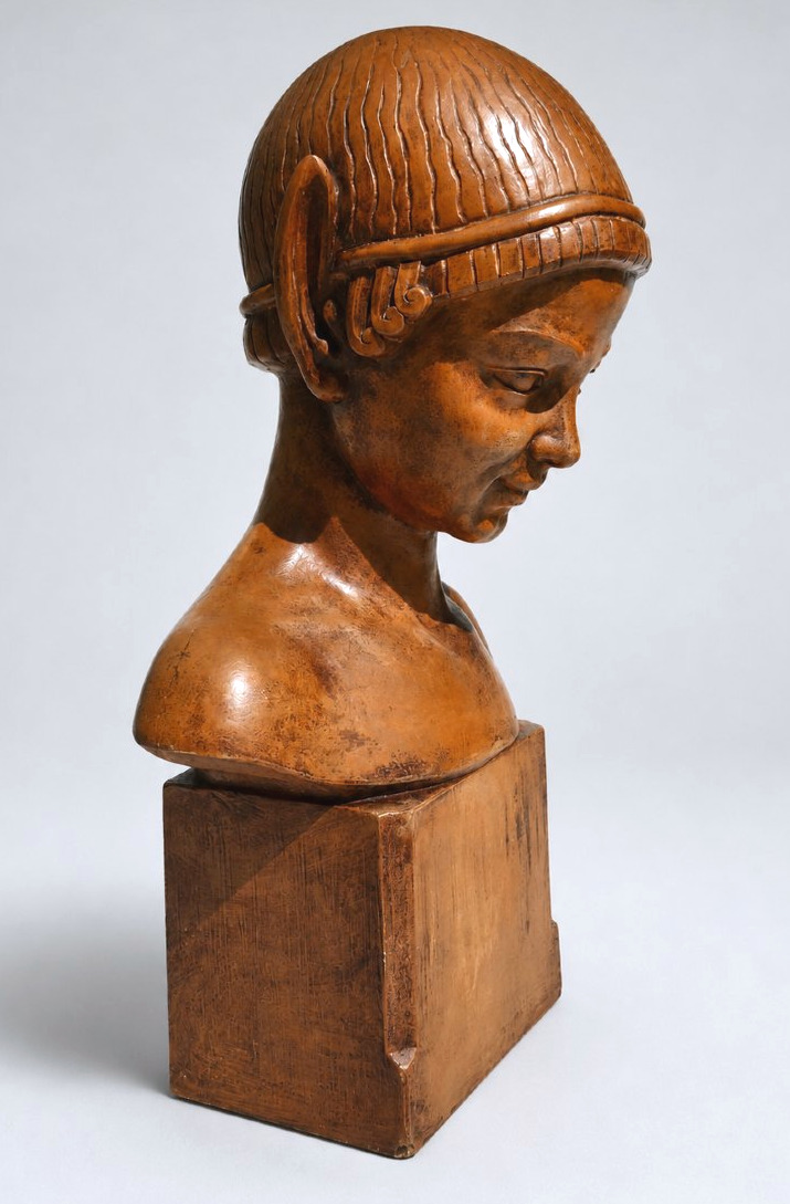 Henri Bargas – Child's Bust, Patinated Terracotta Faun Head – Art Deco, 1920-photo-2